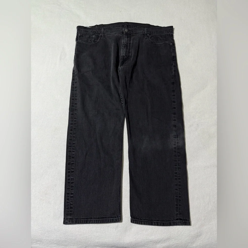 Levis 569‎ Mens 42x27 Loose Fit Straight Leg Black Dark Wash Denim Jeans